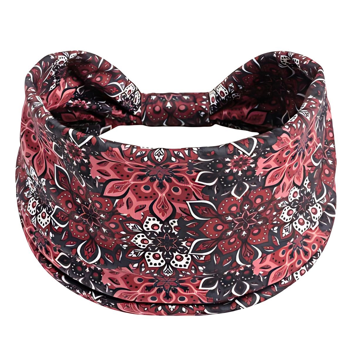 Opaska do Włosów Czarna Turban na Głowę Szeroka w Kwiaty MIŁA W DOTYKU
