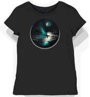 Koszulki i topy damskie - Koszulka damska czarna z nadrukiem turkusowego motyla XXL - miniaturka - grafika 1