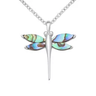 Wisiorki - Srebrny wisiorek Ważka z muszlą Abalon - miniaturka - grafika 1