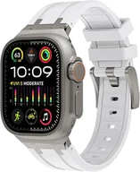 Akcesoria do smartwatchy - PASEK DO ZEGARKA APPLE WATCH 9/8/7/6/5/4/3/2/1 42/44/45/49mm BIAŁY SILIKON - miniaturka - grafika 1
