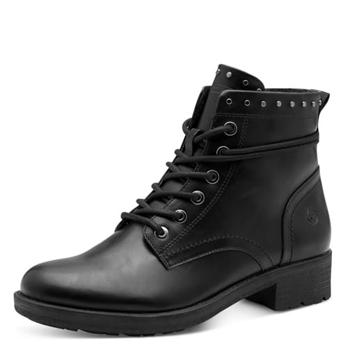 Tamaris Damskie sztyblety Lace Boot Flat 1-25133-45, czarne, rozmiar 36 EU, czarny, 36 EU