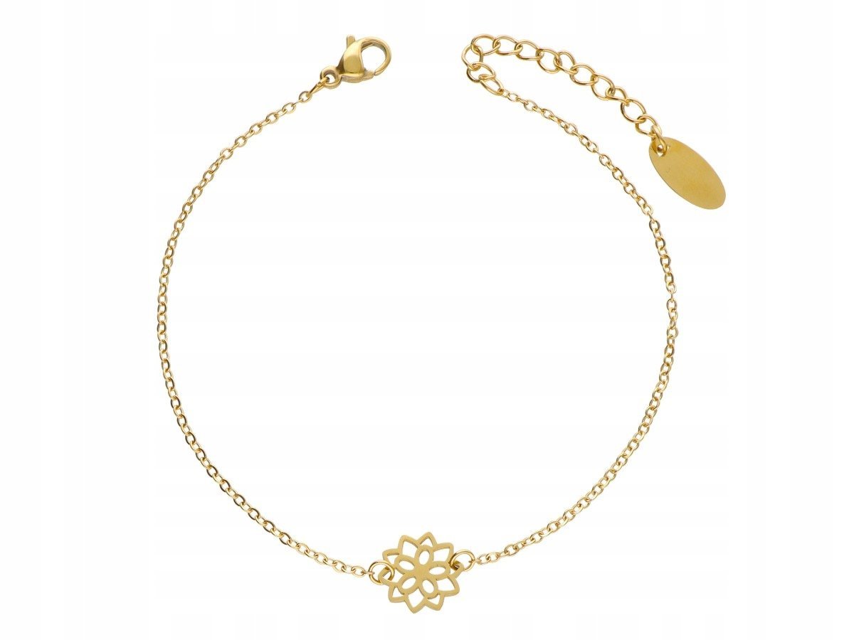 BRANSOLETKA STAL CHIRURGICZNA POZŁACANA KWIAT