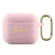 Akcesoria do słuchawek - Guess Guess GUA3SSSI AirPods 3 cover różowy/pink Silicone Vintage Script GUE1105PNK - miniaturka - grafika 1