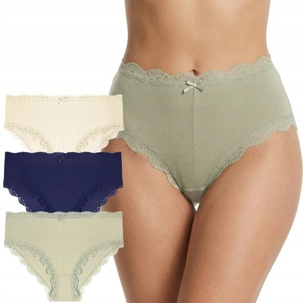 3X MAJTKI DAMSKIE FIGI MAXI BIKINI ŚCIĄGAJĄCE KORONKA MODELUJĄCE MORAJ XXL