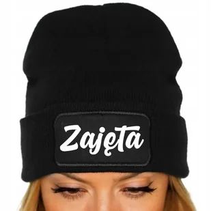 Czapka Jesienna Bawełniana ZIMOWA Czarna Beanie ZAJĘTA Na Prezent Wzory - Czapki damskie Czapka Jesienna Bawełniana ZIMOWA Czarna Beanie ZAJĘTA Na Prezent Wzory - Czapki damskie - miniaturka - grafika 1