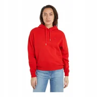 Bluzy damskie - TOMMY HILFIGER BLUZA DAMSKA Z KAPTUREM REG FLAG CHEST HOODIE CZERWONA r.L - miniaturka - grafika 1