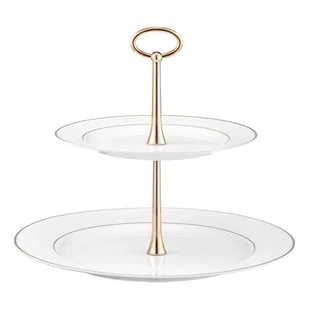 Patera na ciasto dwupoziomowa biała porcelanowa 23 cm - Tace i patery - miniaturka - grafika 1