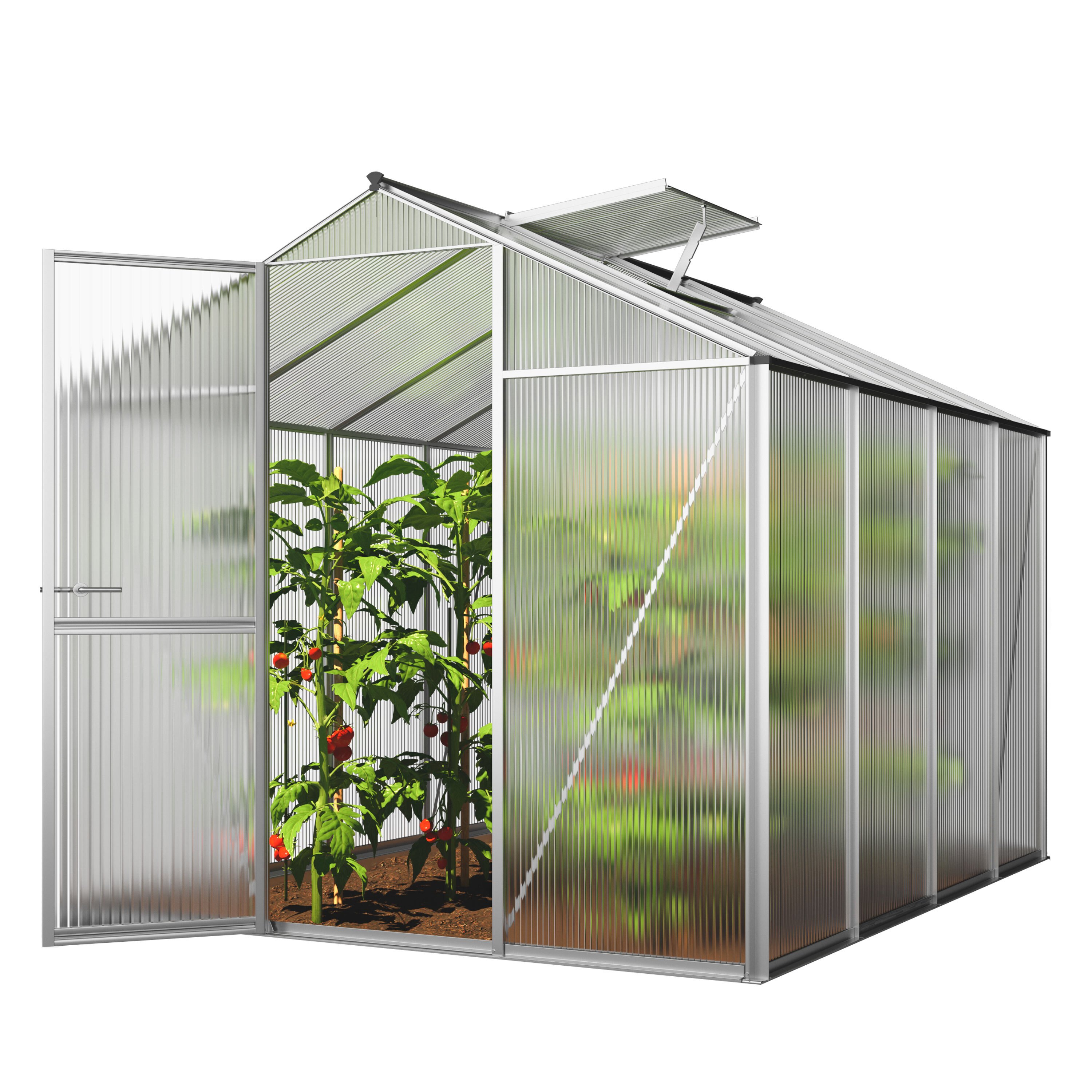 GFP szklarnia ECO 4 rama aluminiowa 192x256 cm - płytami poliwęglanowymi o grubości 6 mm