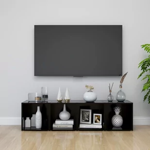 vidaXL Szafki pod telewizor, 4 szt., czarne, 37x35x37 cm, płyta - Szafki RTV - miniaturka - grafika 1