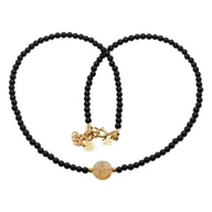 Bransoletki - Naszyjnik obfitości i ochrony - Cytryn, Turmalin czarny, koniczynka i srebro złocone - miniaturka - grafika 1