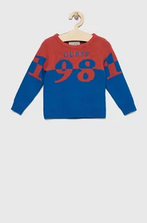 Swetry dla chłopców - Guess sweter bawełniany dziecięcy kolor czerwony - grafika 1
