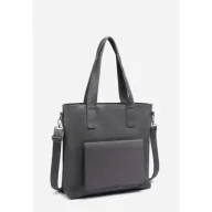 Torebki damskie - Duża Pojemna Torebka Damska Szara Shopper A4 LUIGISANTO Z Zamszem - miniaturka - grafika 1