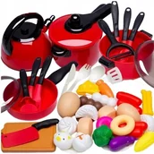 Zabawy w naśladowanie dorosłych - AKCESORIA KUCHENNE DLA DZIECI ZESTAW MINI GARNKI NACZYNIA SZTUĆĆE ZI-31 - miniaturka - grafika 1