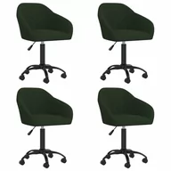 Krzesła - vidaXL Obrotowe krzesła stołowe 4 szt. ciemnozielone aksamitne 3089641 - miniaturka - grafika 1
