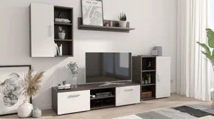 Meblościanka Dedal wenge-biała rtv komoda szafka Per - Zestawy mebli dla dzieci - miniaturka - grafika 1