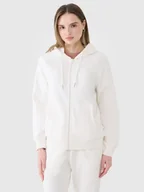 Bluzy damskie - Damska dresowa rozpinana z kapturem 4F 4FWSS25TSWSF1541 - biała - miniaturka - grafika 1