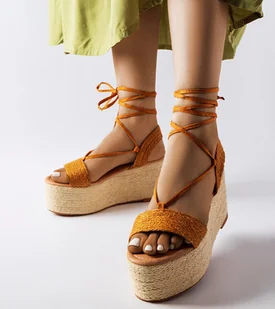 Brązowe espadryle na platformie Silvetta -39 - Espadryle damskie - miniaturka - grafika 1