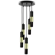 Lampy sufitowe - KET LAMPA wisząca KET1258 metalowa OPRAWA tuby zwis czarny złoty KET1258 - miniaturka - grafika 1