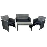 Meble ogrodowe - Zestaw ogrodowy Coral stolik sofa i 2 fotele szaro-czarny - miniaturka - grafika 1