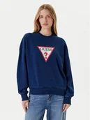 Bluzy damskie - Guess Jeans Bluza W5YQ12 KCXQ1 Granatowy Oversize - miniaturka - grafika 1