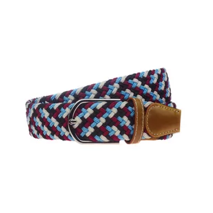 Pasek pleciony casualowy niebiesko-bordowy EM CH16 - EM Men's Accessories - Paski - miniaturka - grafika 1
