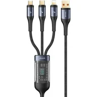 Kable USB - USAMS 3w1 66W 1,2m  lightning/microUSB/USB-C 1,2m (czarny) - miniaturka - grafika 1