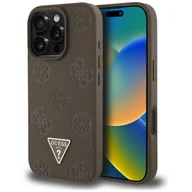Etui i futerały do telefonów - Etui Guess Grained Hot Stamp Peony Triangle Logo MagSafe do iPhone 16 Pro brązowy - miniaturka - grafika 1