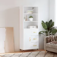 Witryny - vidaXL Witrynka, biała, 69,5x34x180 cm, materiał drewnopochodny - miniaturka - grafika 1