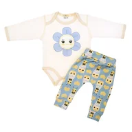Body dla niemowląt - Body ze spodniami - niebieski kwiatek - miniaturka - grafika 1