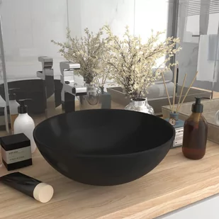vidaXL Umywalka łazienkowa, ceramiczna, matowa czerń, okrągła 146986 - Umywalki - miniaturka - grafika 1