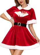 Stroje karnawałowe - SUKIENKA ŚWIĄTECZNA + PELERYNA BIELIZNA STRÓJ MIKOŁAJ DLA KOBIET SEKSOWNY M - miniaturka - grafika 1