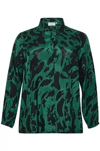 Kaffe Curve Plus Size Damska koszula Button Up Regular Fit Printed Długie rękawy, Czarny/Awenturyna Lew, 44/du?y rozmiar - Koszule damskie - miniaturka - grafika 1