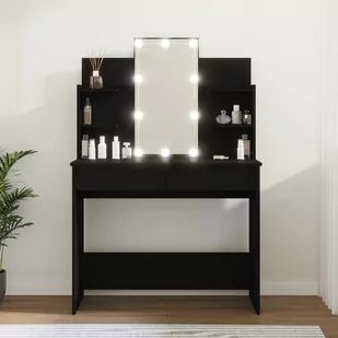 vidaXL Toaletka z lampkami LED, czarna, 96x40x142 cm - Toaletki - miniaturka - grafika 1