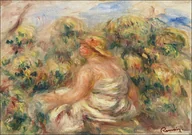 Plakaty - Galeria Plakatu, Plakat, Woman with Hat in a Landscape, Pierre-Auguste Renoir, 50x40 cm - miniaturka - grafika 1