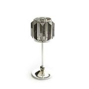 Lampy pozostałe - ŚWIECZNIK RONI metalowy srebrny z kryształami styl glamour - miniaturka - grafika 1