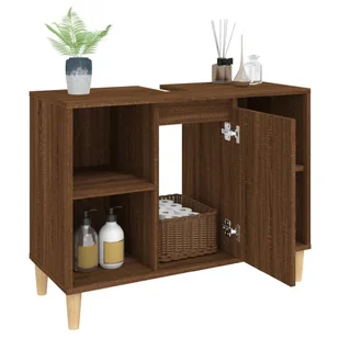 Szafka pod umywalkę, brązowy dąb, 80x33x60 cm Lumarko! - Toaletki - miniaturka - grafika 6