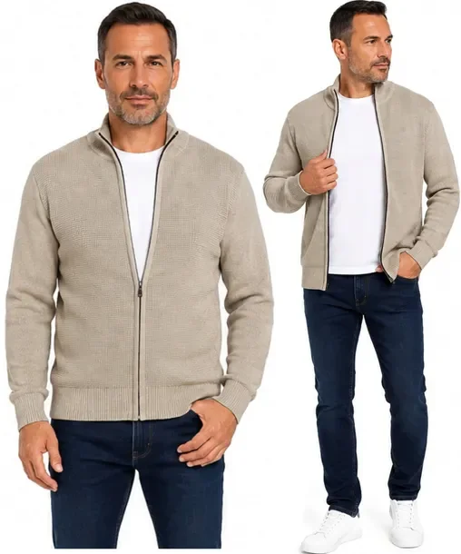 SWETER męski ROZPINANY na zameki elegancki XXL