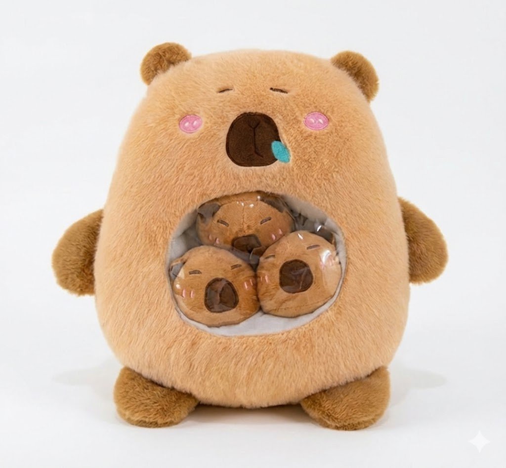 Pluszak Miś z Kieszonką i 3 Małymi Misiami - Maskotka Przytulanka Zestaw