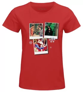 bawełniany podział t-shirt damski, Czerwona, L - Koszulki i topy damskie - miniaturka - grafika 1