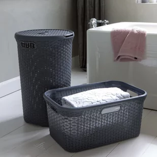 Curver Kosz Na Pranie Style, 45 L, Antracytowy - Kosze na bieliznę - miniaturka - grafika 1