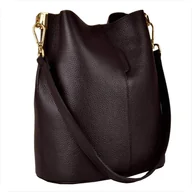 Plecaki worki - VEZZE Torebka ze skóry naturalnej worek brąz czekolada - miniaturka - grafika 1