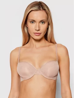 Biustonosze - Calvin Klein Underwear Biustonosz z fiszbiną 000QF6657E Beżowy - grafika 1