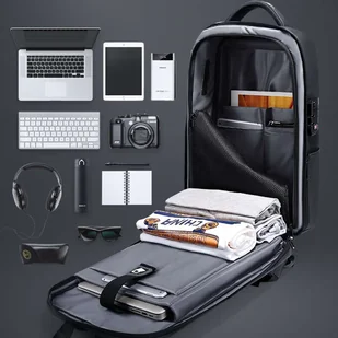 Plecak antykradzieżowy Fenruien na laptopa do 15.6" z portem USB wodoodporny Czarny - Torby fotograficzne i futerały - miniaturka - grafika 5
