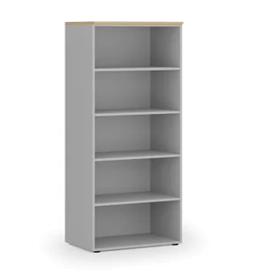 Regał biurowy PRIMO GRAY, 1781 x 800 x 500 mm, szary/buk - Regały biurowe - miniaturka - grafika 1
