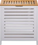 Kosze na bieliznę - Kosz na pranie Rebecca Mobili z pokrywą wykonany z bambusa i MDF, biało-brązowy - miniaturka - grafika 1