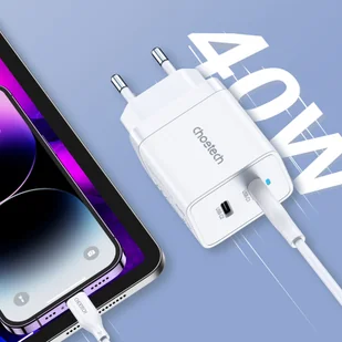Choetech ładowarka sieciowa 2xUSB-C PD 40W biała (Q5006-EU) - Ładowarki do telefonów - miniaturka - grafika 2