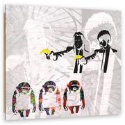 Obrazy i zdjęcia na płótnie - Obraz Deco Panel, Banksy Pulp Fiction i małpy (Rozmiar 40x40) - miniaturka - grafika 1