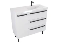 Szafki łazienkowe - Szafka Stojąca Z Umywalką ATH 90 cm D Prawa - Biały Mat - Uchwyty Czarne Matowe - miniaturka - grafika 1