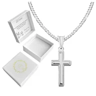 Bransoletki - Srebrny krzyżyk ZDOBIONY drobny z łańcuszkiem 925 - miniaturka - grafika 1