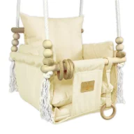 Leżaczki i huśtawki - Drewniana huśtawka edukacyjna dla dziecka ecru H1-C19 - miniaturka - grafika 1